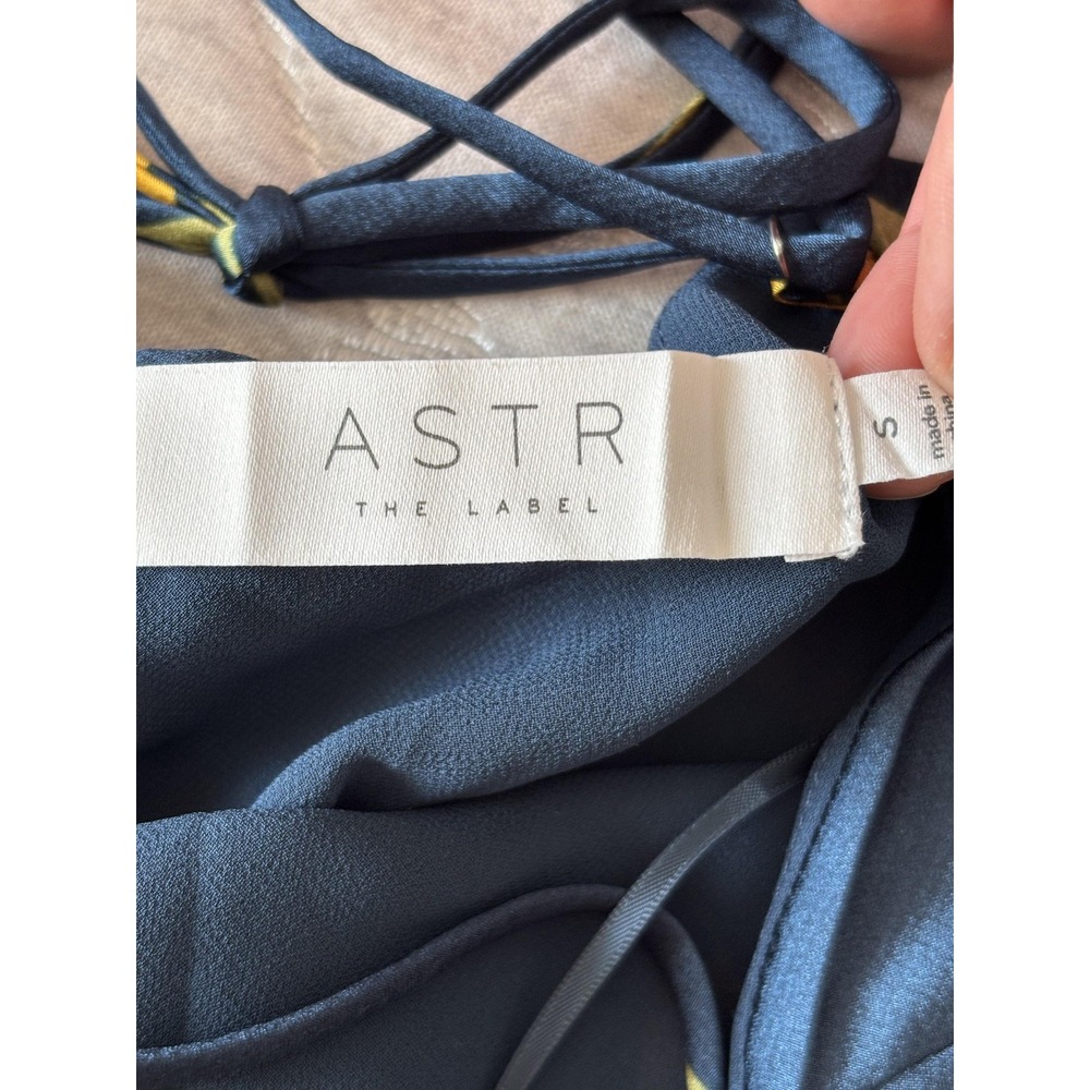 ASTR The Label Slip Dress Womens‎ Small Dark Teal Floral Cowl Neck Lace Up Midi - Picture 6 of 7